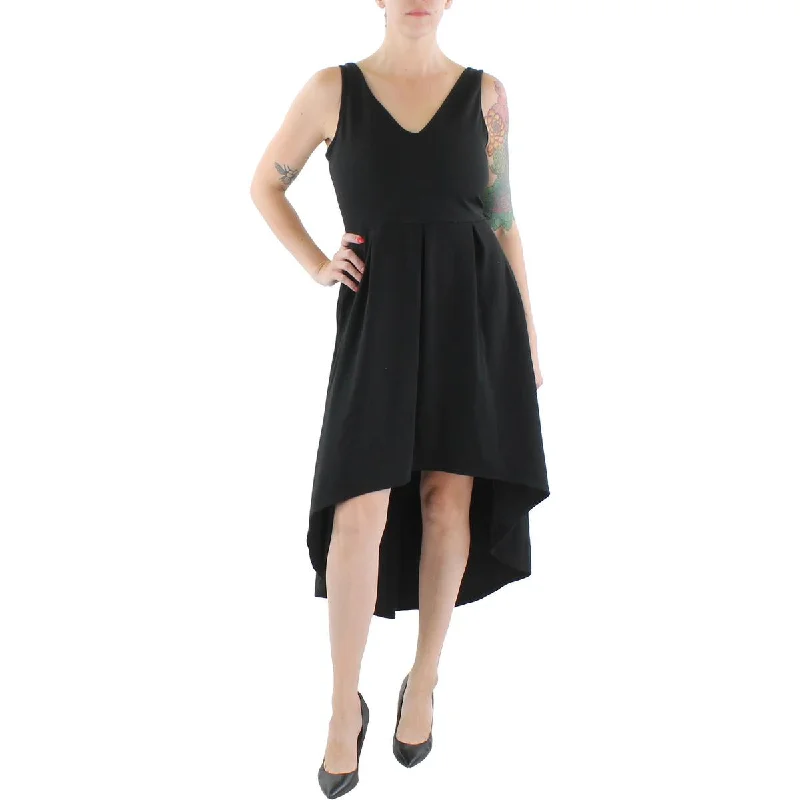 24seven Comfort Apparel Womens V Neck Calf Midi Dress