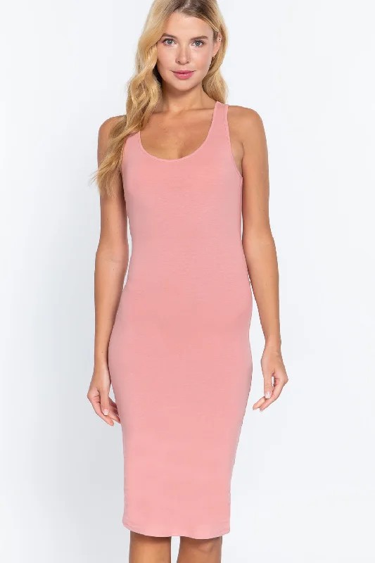 Racerback Sleeveless Midi Dress Stylish Tiered Midi Dress