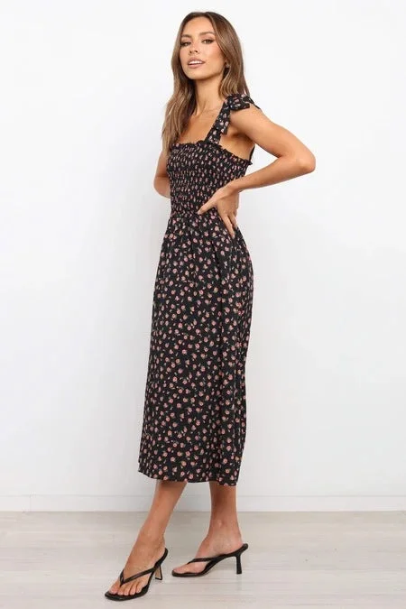 Alanis Floral Smocked Mini Dress - Navy Comfortable Shift Mini Dress