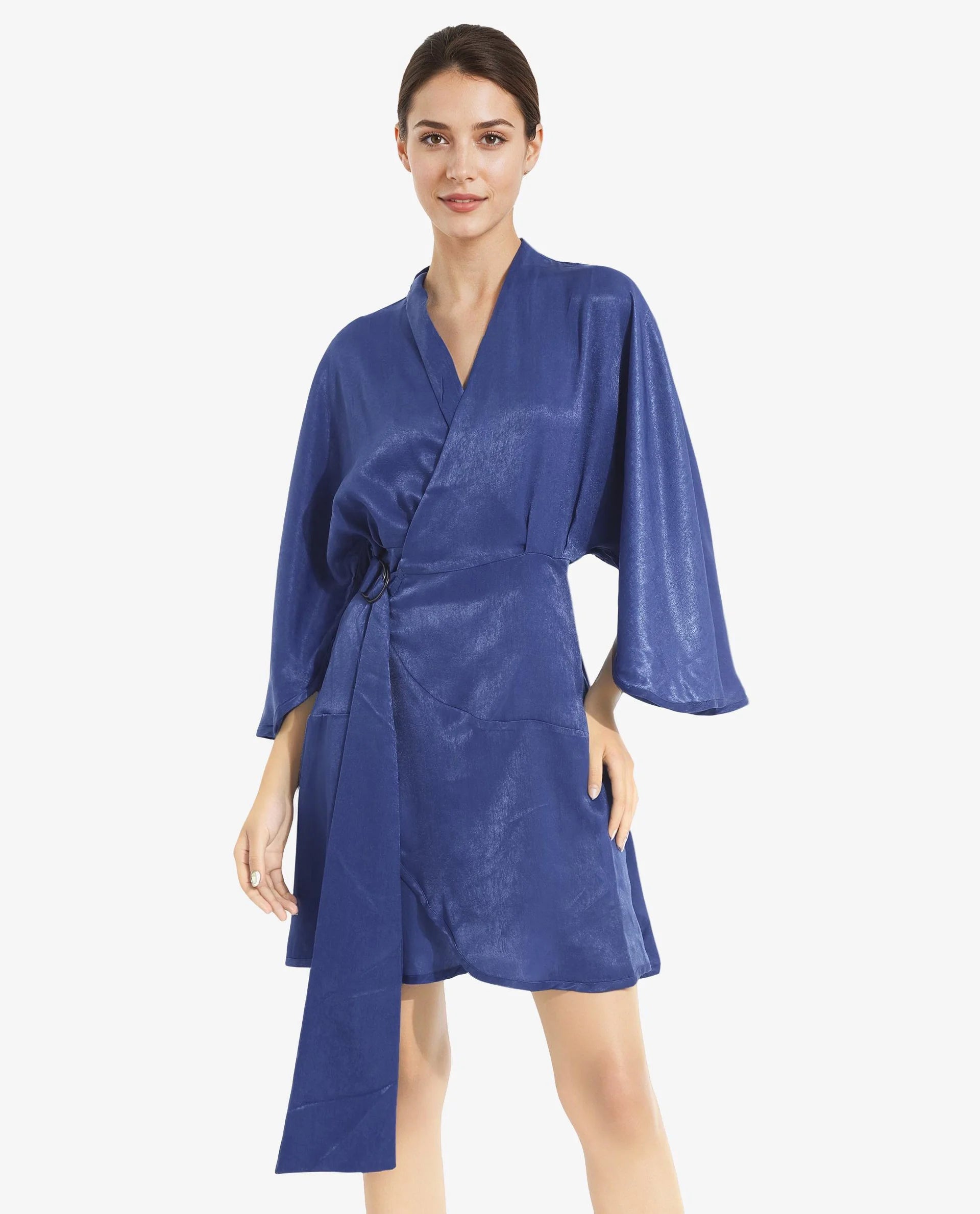 Rareism Women Alapeno Blue Bell Sleeves Over Lap Neck Fit And Flare Plain Mini Dress Fashionable Party Mini Dress Rareism Women Alapeno Blue Bell Sleeves Over Lap Neck Fit And Flare Plain Mini Dress Fashionable Party Mini Dress