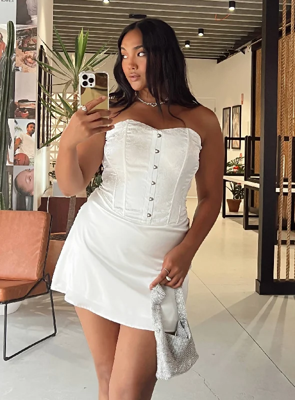 Alter Ego Mini Dress White Stylish Sweetheart Neck Mini Dress