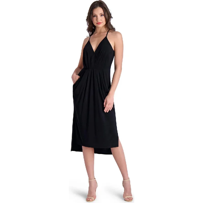 BCBGeneration Della Women’s Sleeveless Draped Midi Dress with Front Pockets