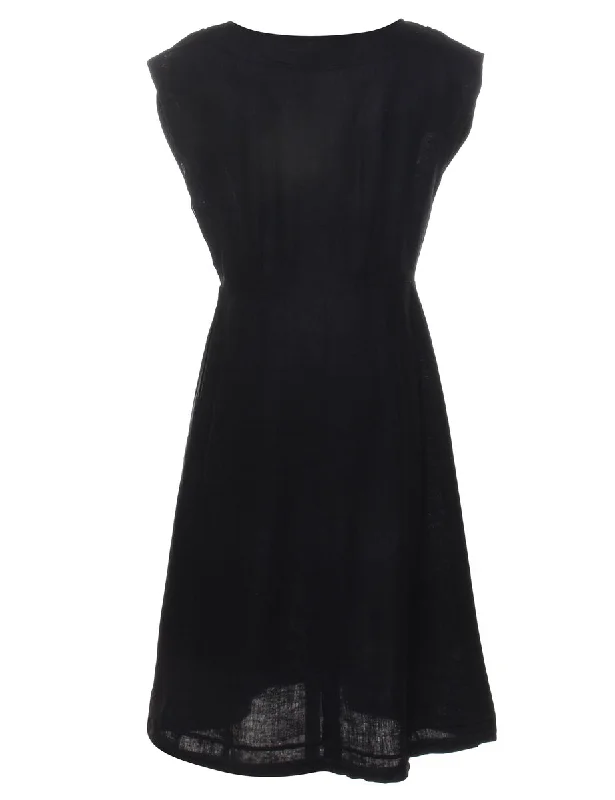 Black 1950s Midi Dress - M