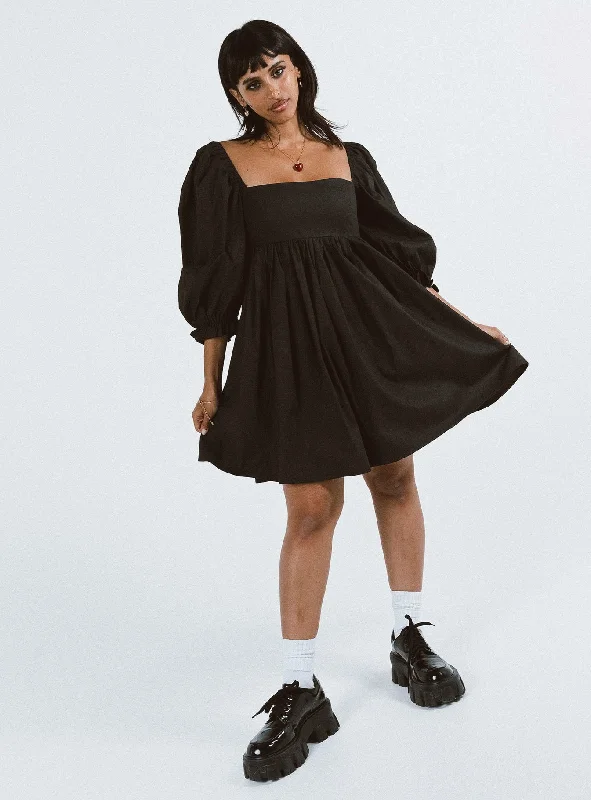 Bohen Mini Dress Black Fashionable Lace-Trim Mini Dress