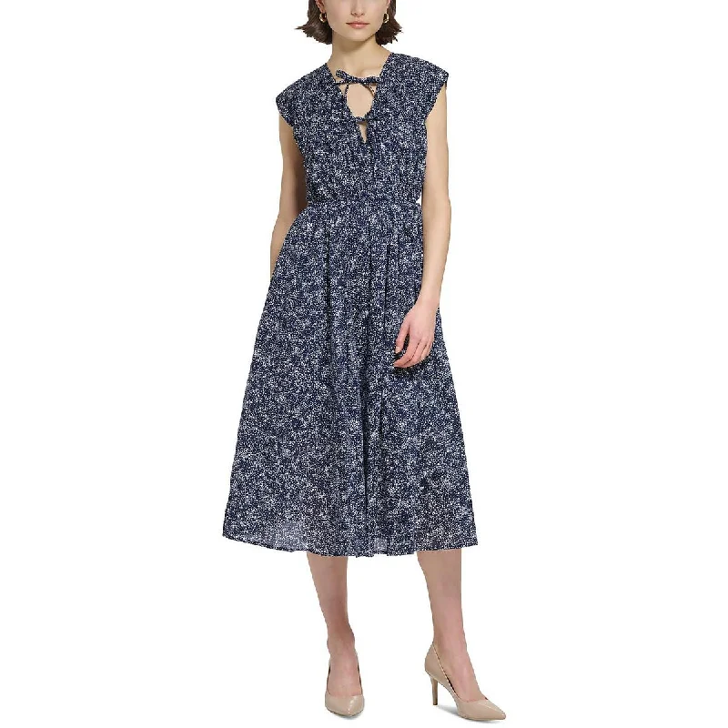 Calvin Klein Womens Printed Sleeveless Midi Dress