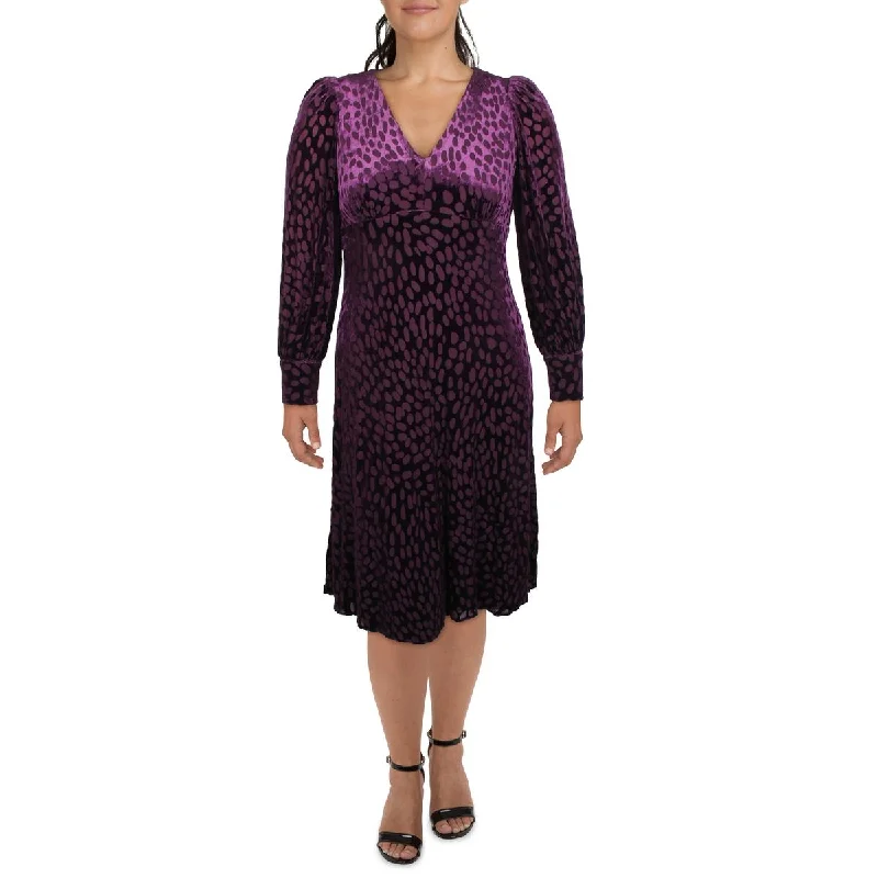 Calvin Klein Womens Velvet Animal Print Midi Dress Elegant Floral Skirt Midi Dress