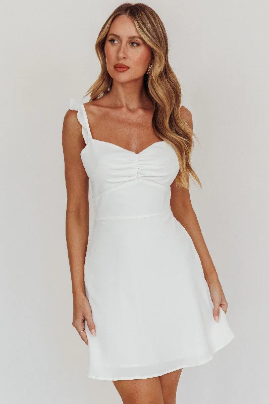 Camille A-line Mini Dress White Chic Puff Sleeve Mini Dress