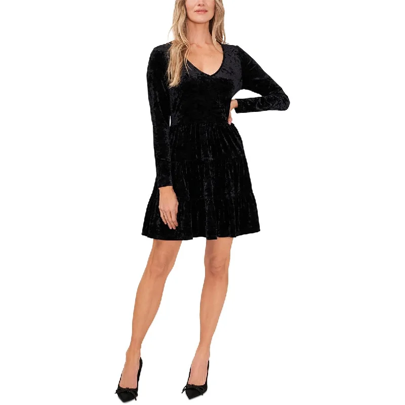 CeCe Womens Velvet V Neck Midi Dress Comfortable Ribbed Midi Dress