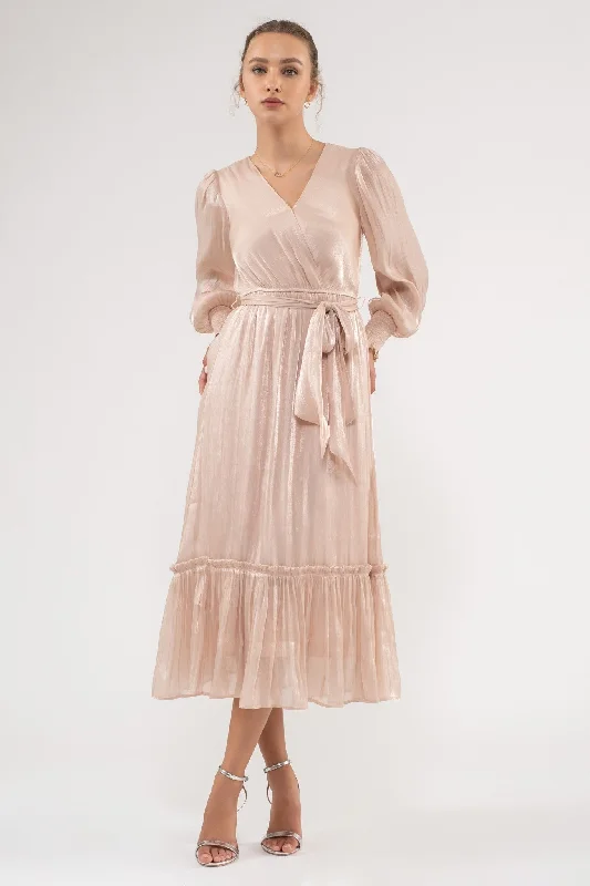 Champagne Surplice Belted Long Sleeve Midi Dress Comfortable Floral Print Midi Dress Champagne Surplice Belted Long Sleeve Midi Dress Comfortable Floral Print Midi Dress