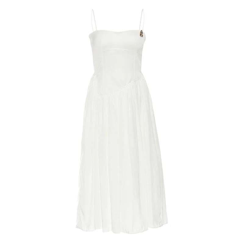 Classy Sweetheart Metallic Accent Gathered Drop Waist Slip Midi Dress Fashionable Shift Midi Dress Classy Sweetheart Metallic Accent Gathered Drop Waist Slip Midi Dress Fashionable Shift Midi Dress