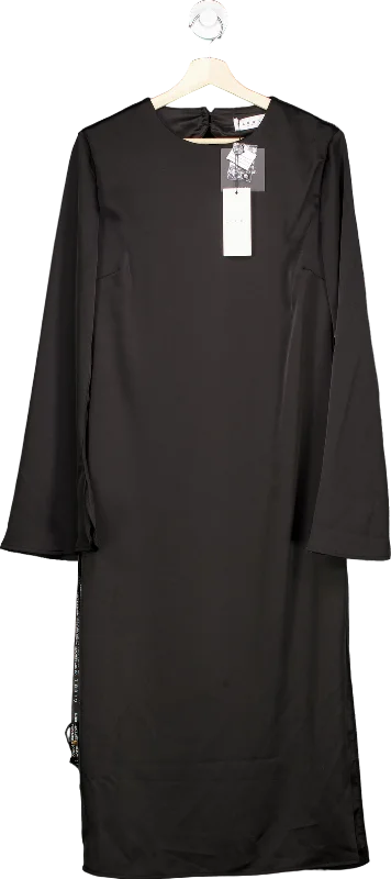 Club L London Black Long Sleeve Midi Dress with High Neckline UK 12