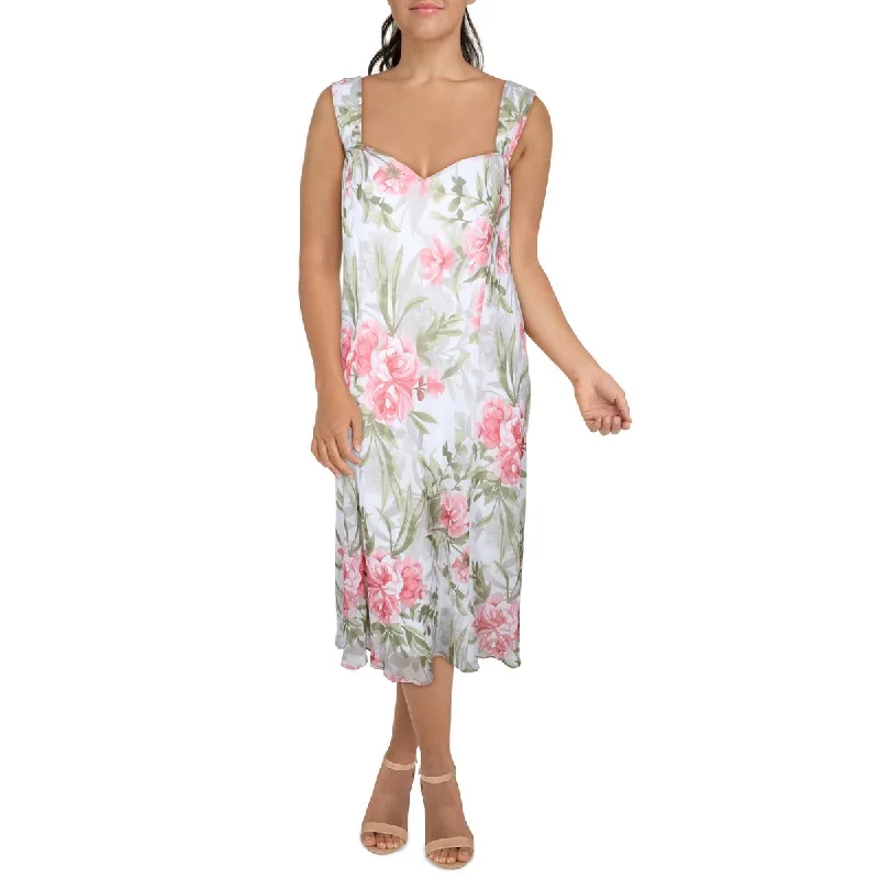 Connected Apparel Womens Plus Chiffon Sleeveless Midi Dress