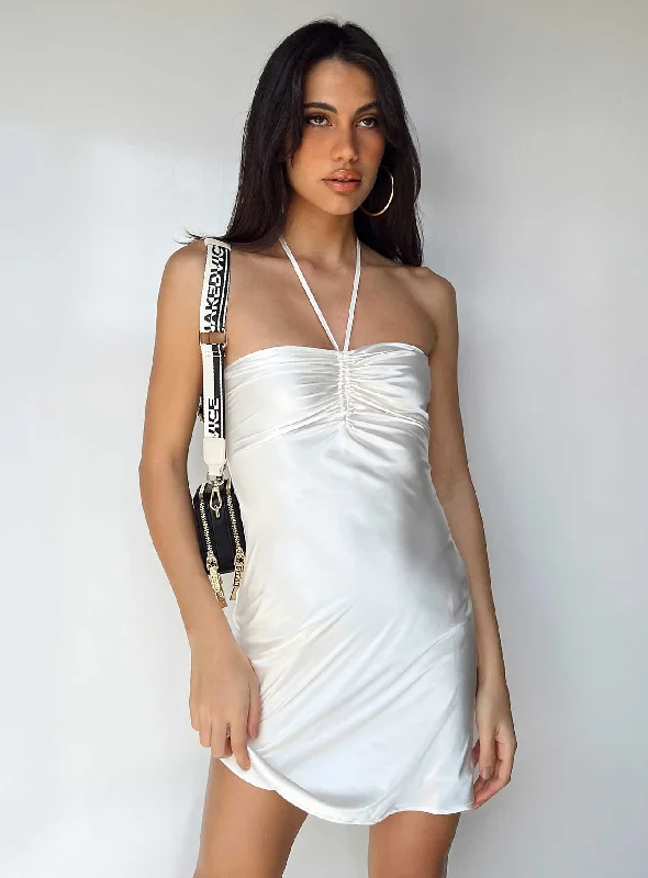 Desmond Mini Dress White Cozy Ribbed Mini Dress