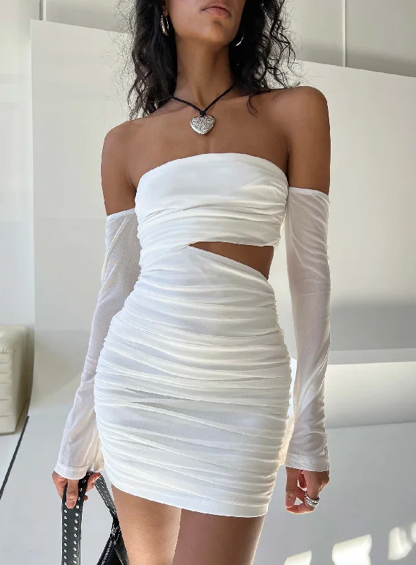 Fazio Mini Dress White Comfortable Zip-Up Mini Dress