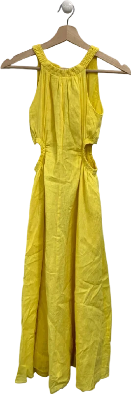 Forever New Yellow Cutout Midi Dress UK 4