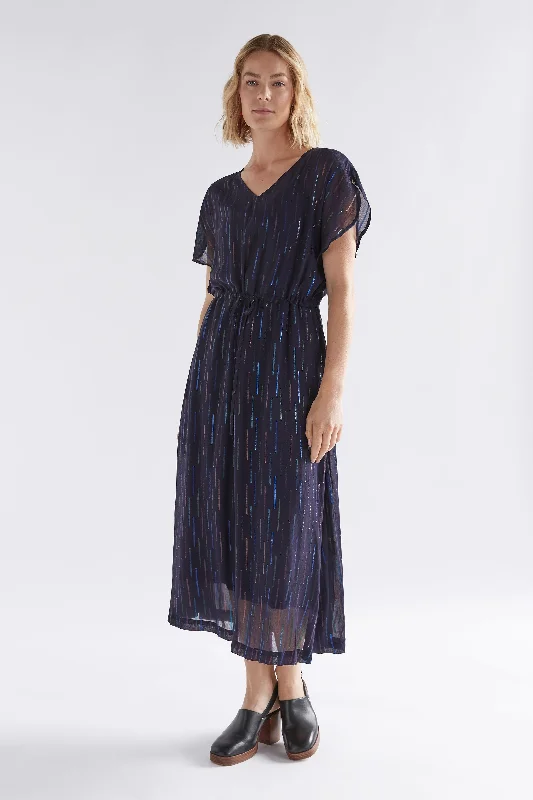 Glimmer Midi Dress Trendy Off-Shoulder Button Midi Dress