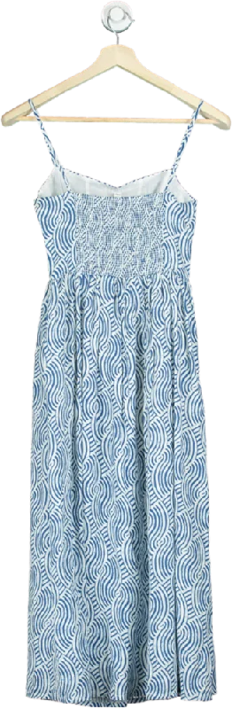 H&M Blue White Wave Pattern Midi Dress UK XS