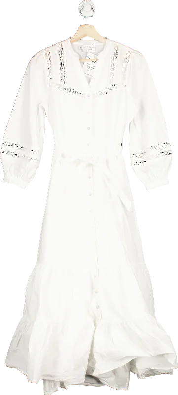 Hobbs White Limited Edition Button Down Midi Dress UK 6