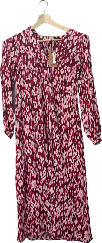 Hush Red Jinni Midi Dress Ikat Floral Red UK Size 4