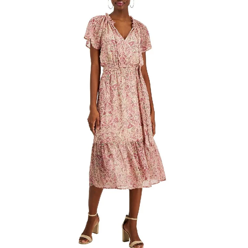 INC Womens Chiffon Paisley Midi Dress Elegant Satin Midi Dress