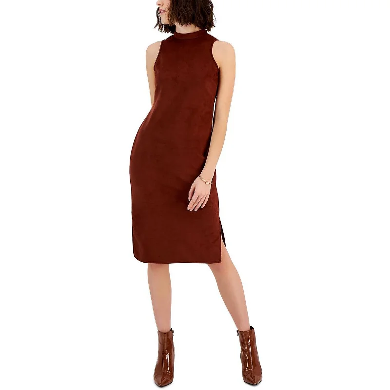 INC Womens Faux Suede Midi Dress Elegant Pleated Detail Midi Dress