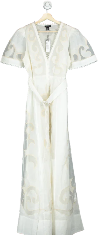 Karen Millen Ivory Cutwork Organdie V Neck Woven Midi Dress UK 12 Comfortable Empire Waist Midi Dress Karen Millen Ivory Cutwork Organdie V Neck Woven Midi Dress UK 12 Comfortable Empire Waist Midi Dress