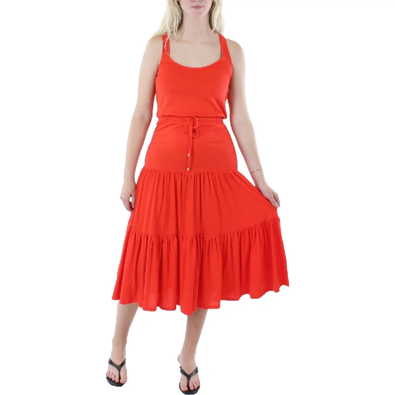 Lauren Ralph Lauren Womens Tiered Sleeveless Midi Dress