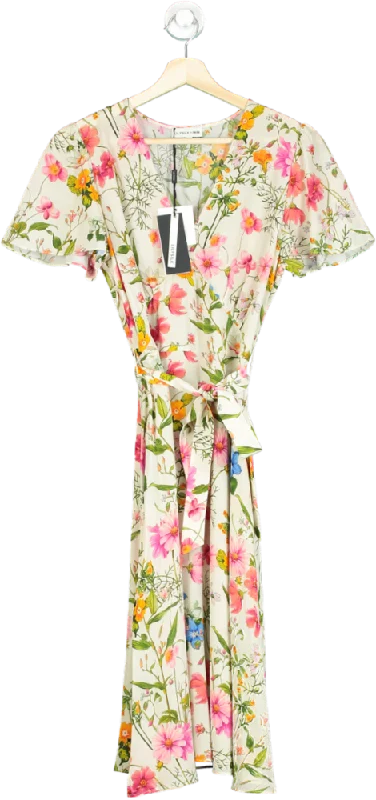 LilySilk Floral Midi Dress UK 8 Trendy Ruffled Sleeve Midi Dress