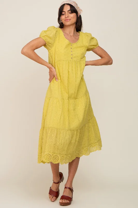 Lime Eyelet Button Front Tiered Scalloped Hem Midi Dress Trendy Square Neck Midi Dress Lime Eyelet Button Front Tiered Scalloped Hem Midi Dress Trendy Square Neck Midi Dress
