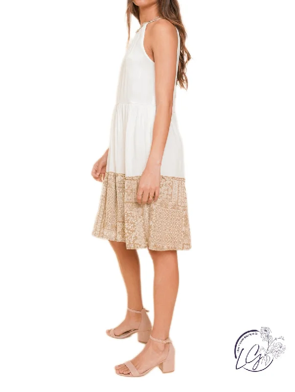 Lost Things Patchwork Mini Dress Stylish Short Sleeve Mini Dress