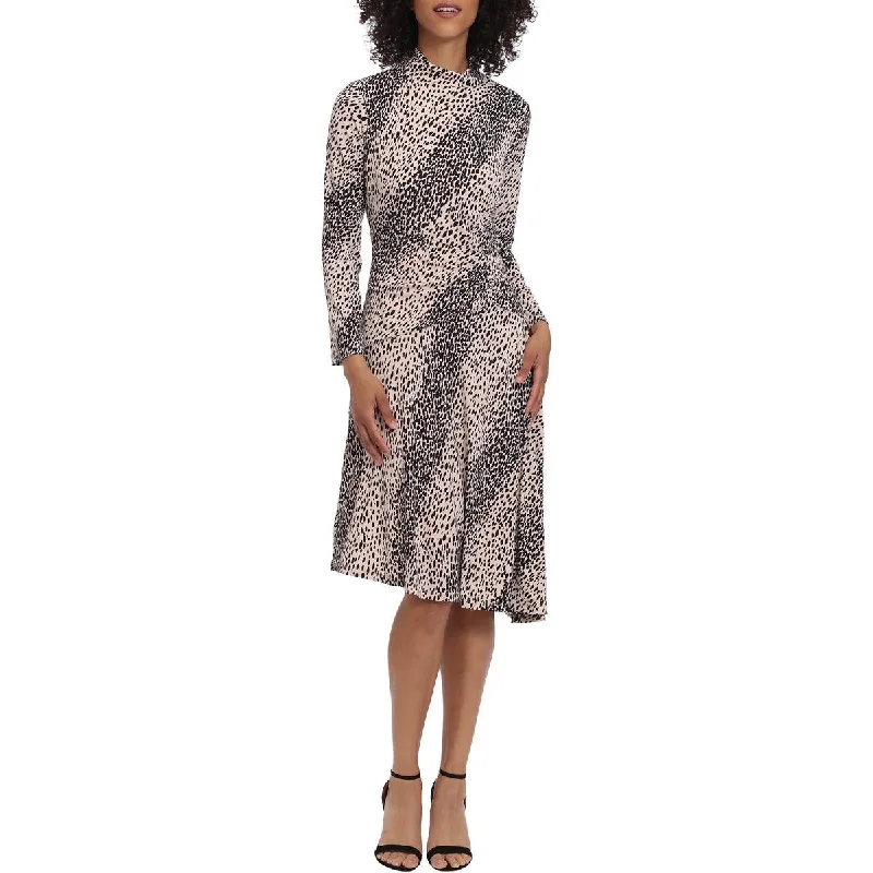 Maggy London Womens Printed Asymmetric Midi Dress