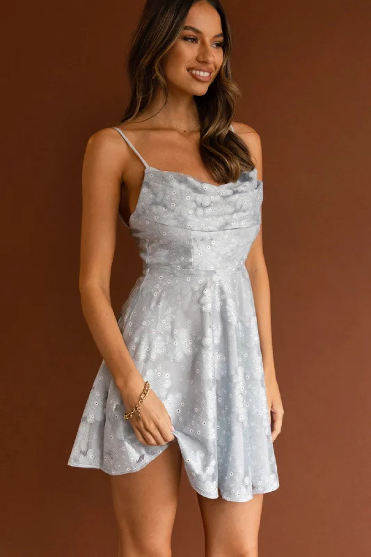 Marbella Floral Embroidered Mesh Scoop Neck Mini Dress Steel Blue Stylish Short Sleeve Mini Dress Marbella Floral Embroidered Mesh Scoop Neck Mini Dress Steel Blue Stylish Short Sleeve Mini Dress