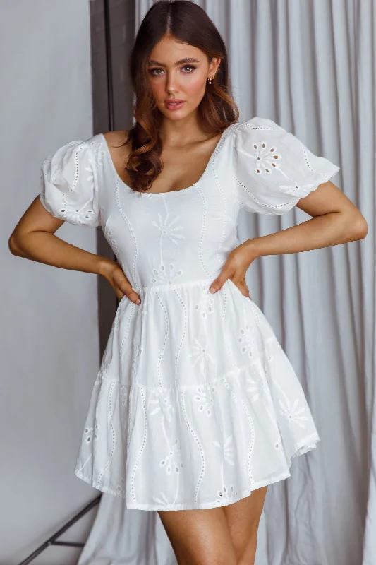 Marirose Tied Back A-Line Mini Dress White Elegant Silk Mini Dress