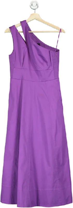 Me+Em Purple Asymmetric One-Shoulder Midi Dress UK 12 Trendy Mock Neck Midi Dress