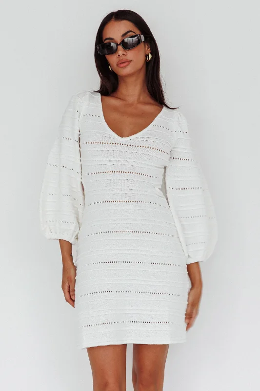 Meredith Long Sleeve Cut-Out Mini Dress White