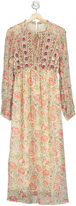 River Island Beige Floral Midi Dress UK 8 Stylish Vintage Midi Dress