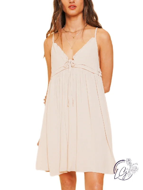 Ruffle Detail Cami Swing Mini Dress Chic Mini Dress with V-Neck