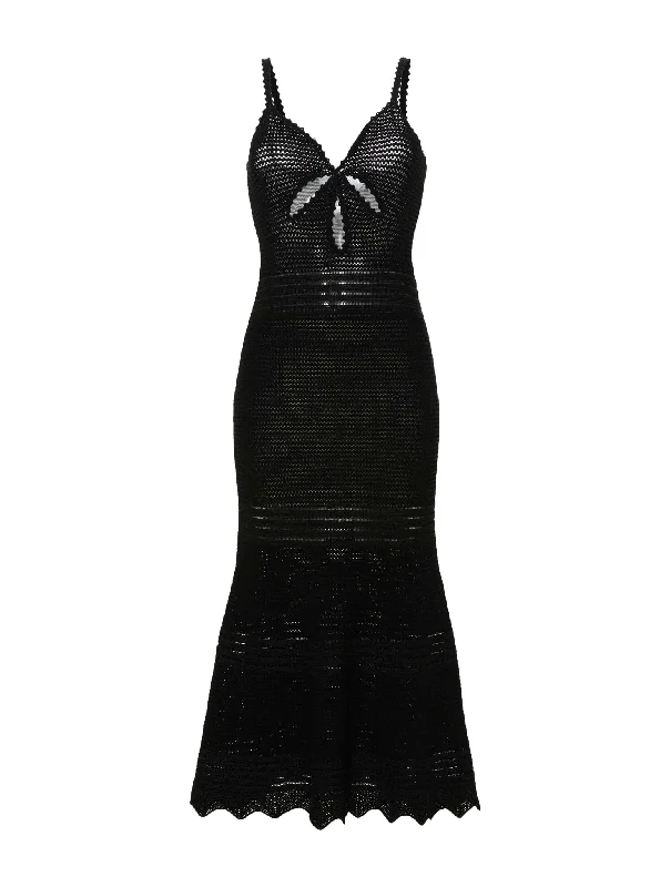 Crochet midi dress Trendy Fit-and-Flare Midi Dress