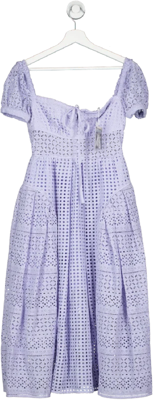 Self-Portrait Purple Soft Lilac Broderie Midi Dress BNWT UK 6