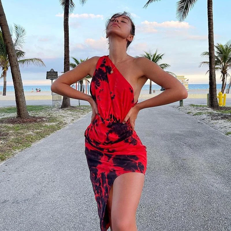FashionSierra - Sexy Asymmetric One Shoulder Mini Dresses Stylish Short-Sleeve Mini Dress FashionSierra - Sexy Asymmetric One Shoulder Mini Dresses Stylish Short-Sleeve Mini Dress