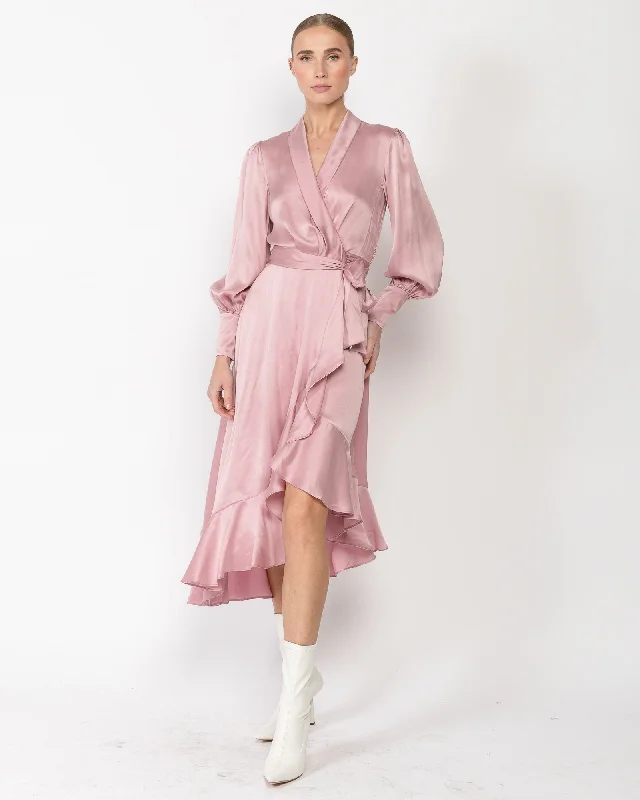 Silk Wrap Midi Dress