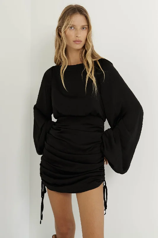 SNDYS Gigi Mini Dress Black Fashionable Button-Front Mini Dress