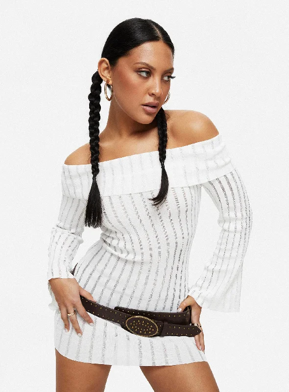 Sorrel Off The Shoulder Mini Dress White Trendy Cut-Out Mini Dress