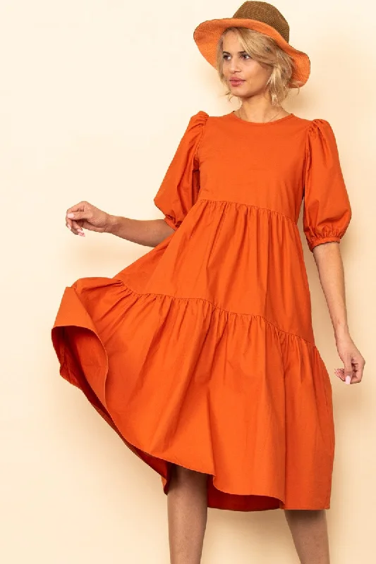 Sunrise Poplin Tiered Midi Dress Trendy Boho Midi Dress