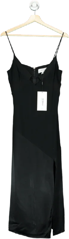 Véstire Black Satin Midi Dress UK 8 Stylish Animal Print Midi Dress