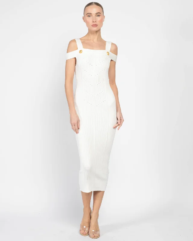 Double Strap Midi Dress Stylish Button-Up Midi Dress