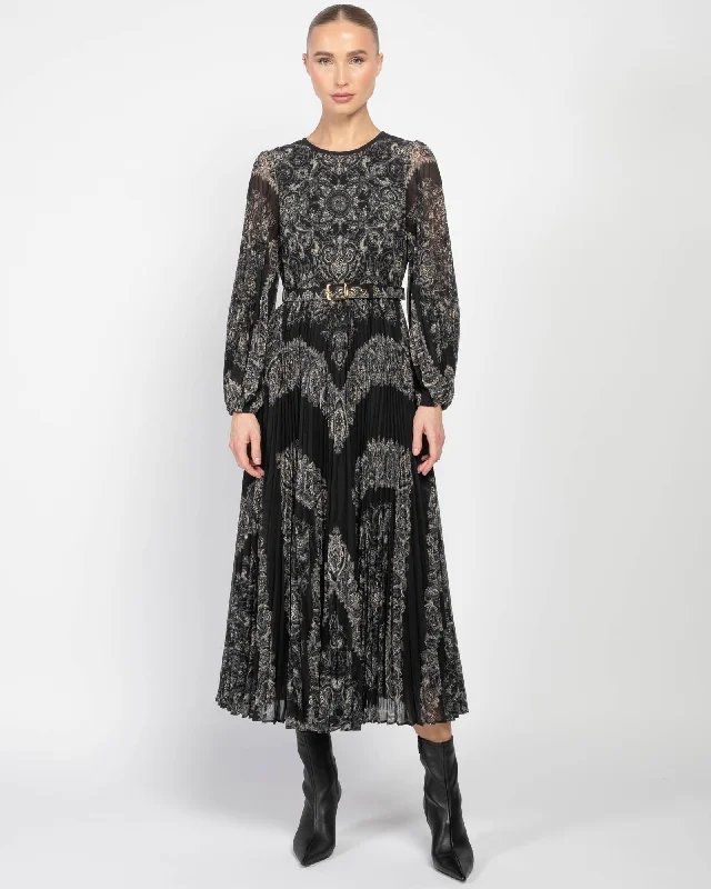 Sunray Long Sleeve Midi Dress Chic Floral Print Midi Dress