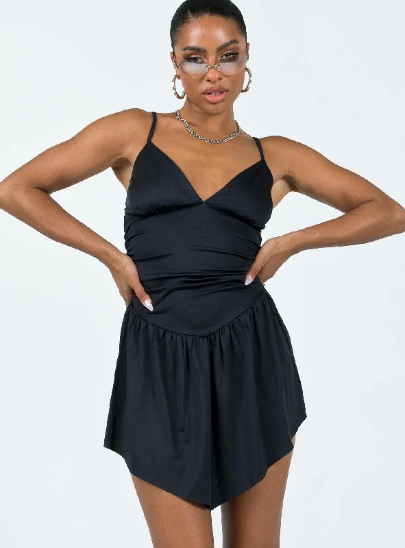 Welsh Mini Dress Black Fashionable Off-Shoulder Mini Dress