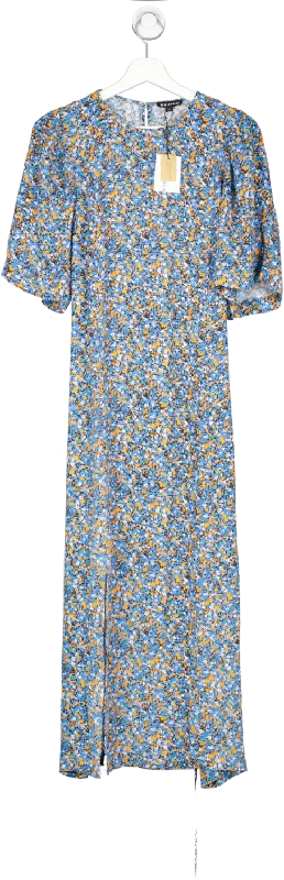 Whistles Blue Ditsy Bouquet Tallie Midi Dress UK 14