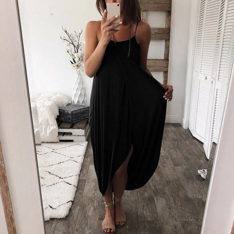 Airy Asymmetrical Sleeveless Maxi Dress